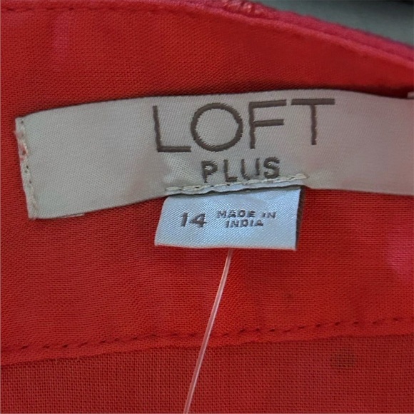 Loft Plus Size 14 eyelet flounce hem skirt Pink A-Line Ruffle Knee Length Skirt - Picture 5 of 10